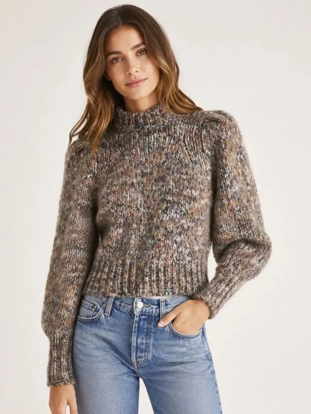 Veronica Beard Chaya Sweater Multi Alpaca Mohair XS Balloon Sleeve